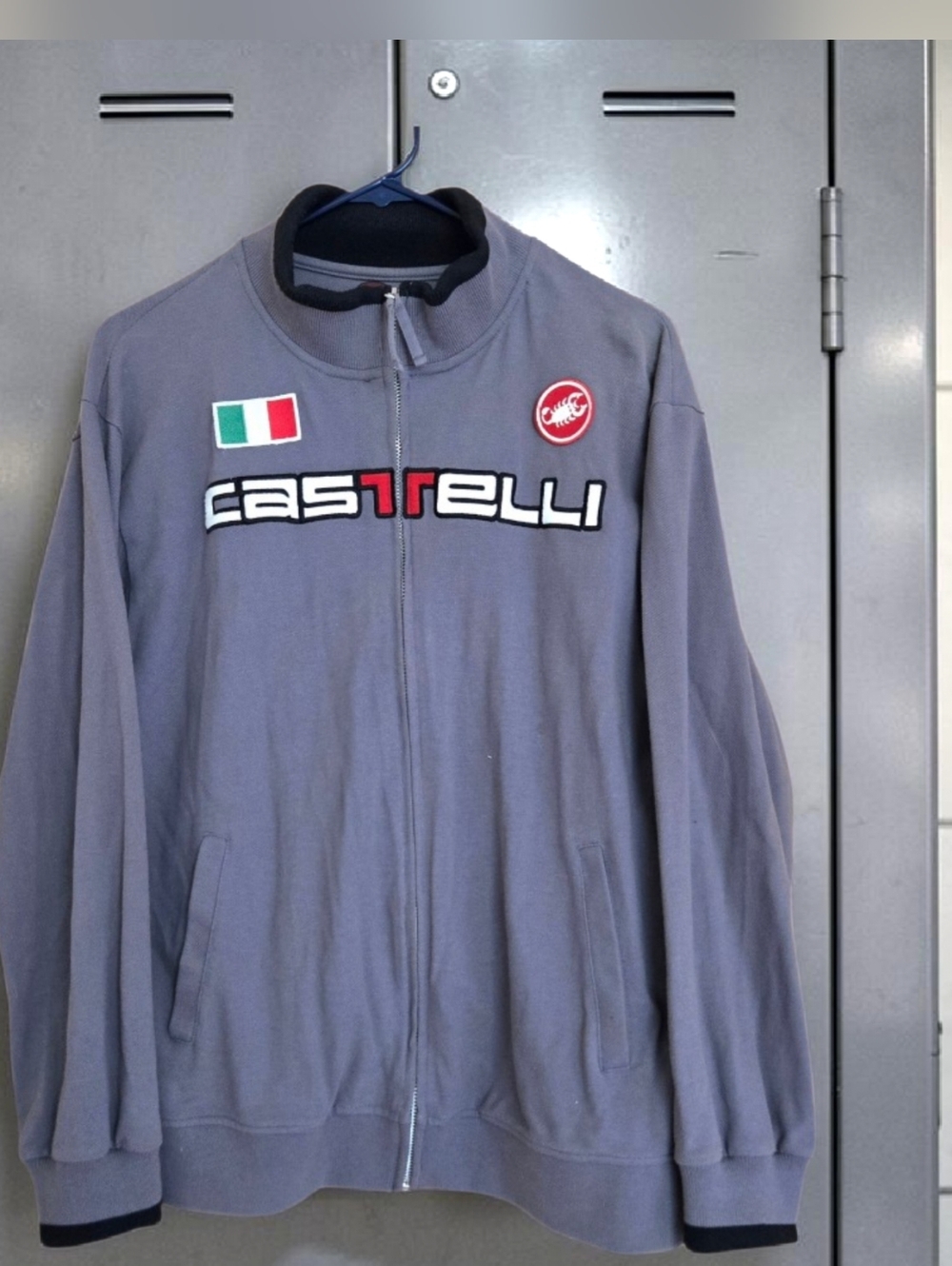 Castelli Milano Track Jacket Full Zip Spellout Logo Lightweight Sz M Gray